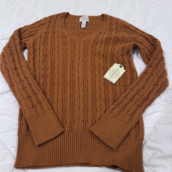 St. John's Bay Cable Knit Sweater in Brown Size Small - Picture 1 of 9